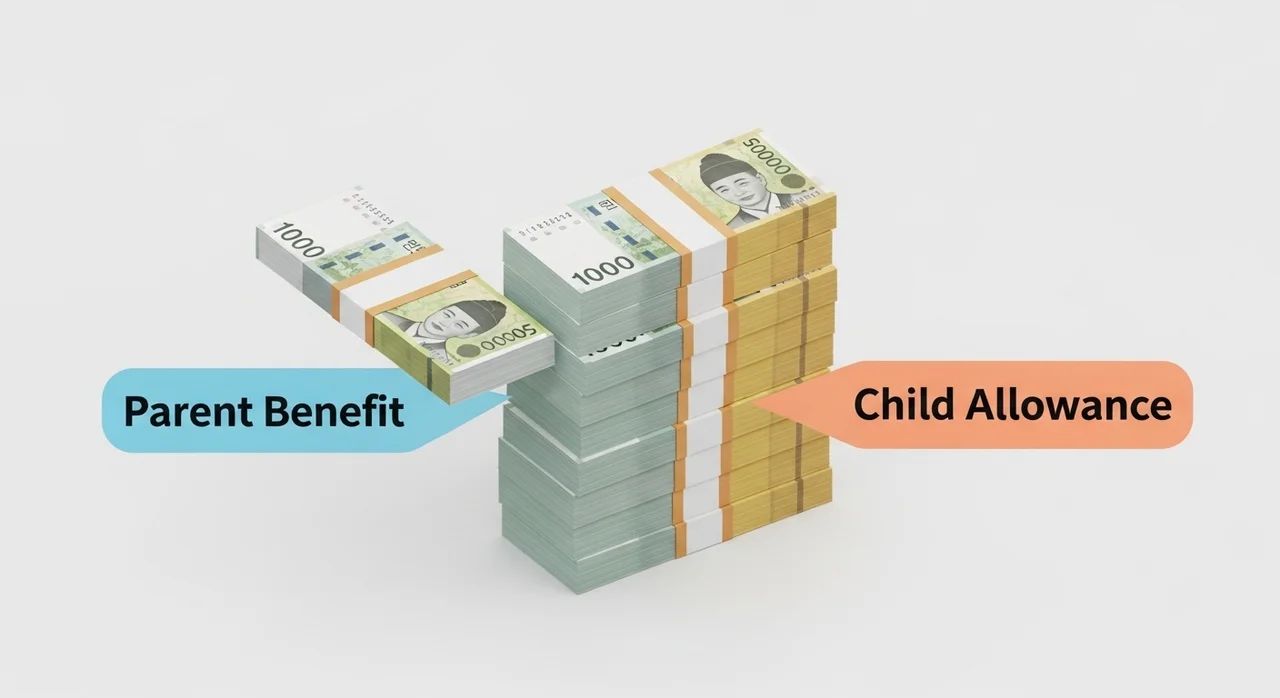 부모급여와 아동수당 동시 수령 시 실제 수령액 비교